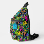 Zoete bloemen bladeren kleurrijke monogram patroon sling bag (Rechterhoek)
