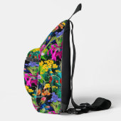 Zoete bloemen bladeren kleurrijke monogram patroon sling bag (Rechts)