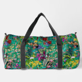 Zoete bloemen bladeren turquoise monogram gedrukt plunjezak (Achterkant)