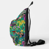 Zoete bloemen bladeren turquoise monogram gedrukt sling bag (Rechts)