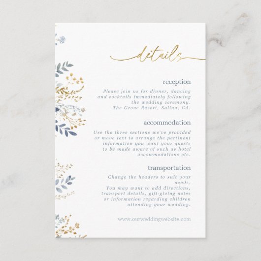 Zoete Bloemen Bruiloft Details ID1045 Informatiekaartje (Voorkant)