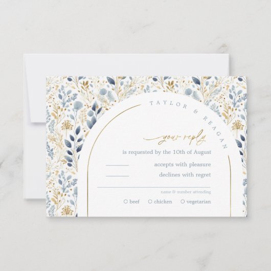 Zoete Bloemen Bruiloft Patroon ID1045 RSVP Kaartje (Voorkant)