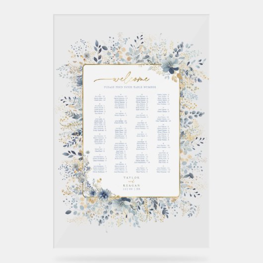 Zoete Bloemen Bruiloft Zitkaart ID1045 Acryl Bord (Voorkant)