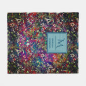 Zoete bloemen en bladeren rood zwart monogram bloe fleece deken (Voorkant (Horizontaal))