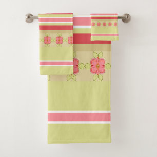 Zoete bloemen geaccentueerd patroon bad handdoek