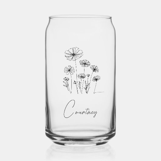Zoete bloemen met aangepaste naam blikvorm glas (Voorkant)