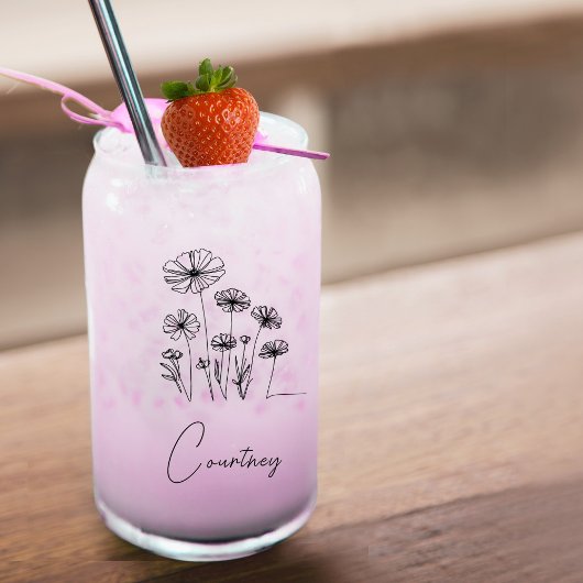 Zoete bloemen met aangepaste naam blikvorm glas