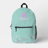 Zoete bloemen met monogram bedrukte rugzak (Voorkant)