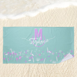 Zoete bloemen met monogram strandlaken