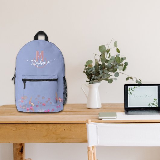 Zoete bloemen monogram bedrukte rugzak