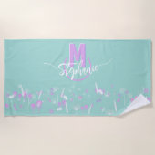 Zoete bloemen monogram strandlaken (Voorkant)