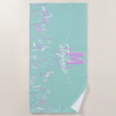 Zoete bloemen monogram strandlaken (Voorkant)