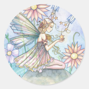 Zoete Bloemenfee Kunst van Molly Harrison Ronde Sticker