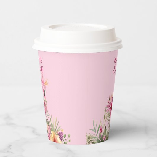 Zoete bloemenflamingo papieren bekers (Links)
