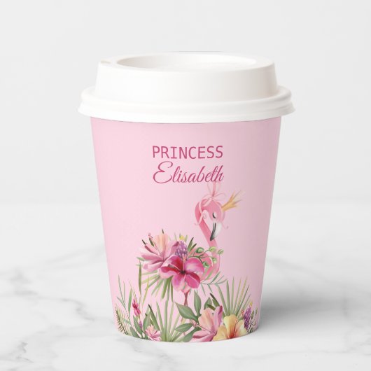 Zoete bloemenflamingo papieren bekers (Achterkant)
