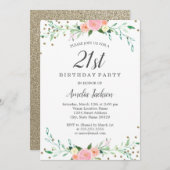 Zoete Bloemengekleurde Glitters Confetti 21e Verja Kaart (Voorkant / Achterkant)