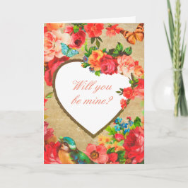 Zoete bloemhart Valentijnsdag kaart