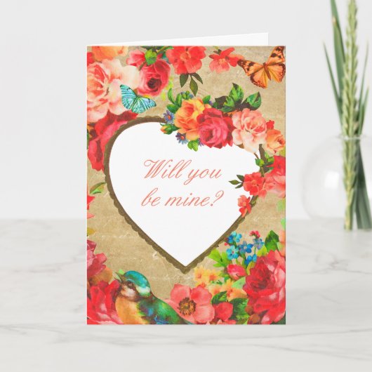 Zoete Bloemhart Valentijnsdagkaart Kaart (Voorkant)