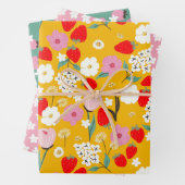 Zoete bloemige aardbei droom inpakpapier vel (In situ)