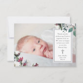 Zoete Bloemige Foto Doop Dankkaart Bedankkaart (Voorkant)