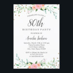 Zoete Bloemige Glitter Confetti 80ste Verjaardagsf Kaart<br><div class="desc">Meer mooie bloemige verjaardagsuitnodigingen in de Little Bayleigh Store!</div>