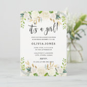 Zoete bloemige 'Het is een meisje' babyshower uitn Kaart (Staand voorkant)