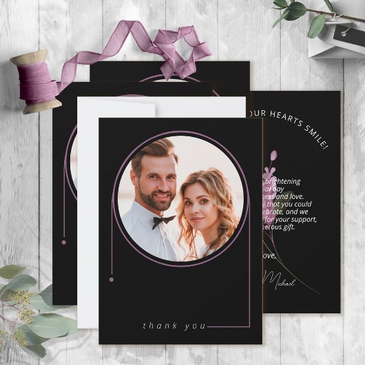 Zoete Bloemrijke Boog Trouwlila ID998 Bedankkaart