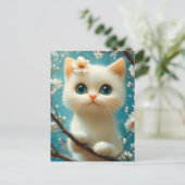 Zoete Bloesem Kitten met Blauwe Ogen Briefkaart (Staand voorkant)