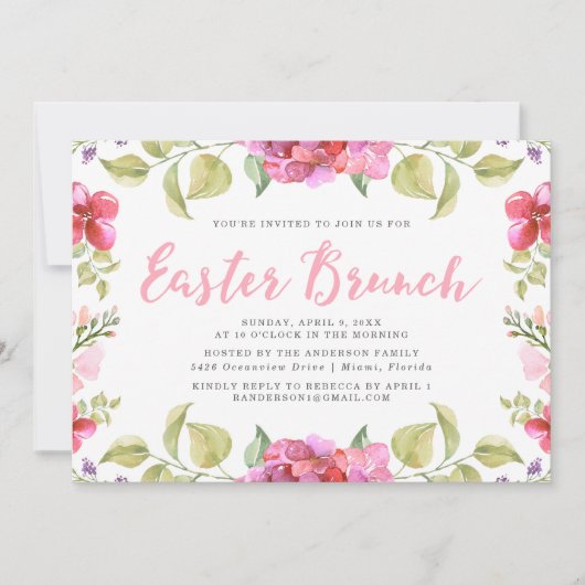 Zoete bloesems | Uitnodiging tot Pasen-Brunch (Voorkant)