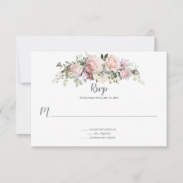 Zoete Blush Bloemenboeket Bleekroze Achterkant RSVP Kaartje