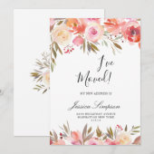 Zoete Blush Bloemige Verhuisberichtkaarten Aankondiging (Voorkant / Achterkant)