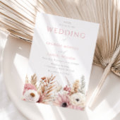 Zoete Blush Boho Bloemen Elegante Bruiloft Kaart
