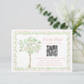 Zoete Blush Boom Bloemstuk met Frame RSVP QR Code (Staand voorkant)