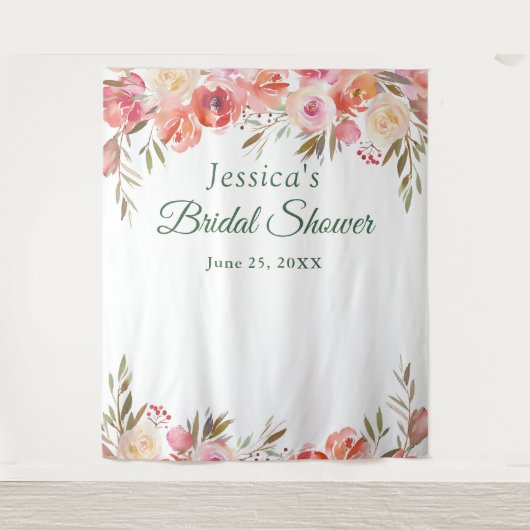 Zoete Blush Bruidsfeest Fotohokje Achtergrond Wandkleed (Voorkant)