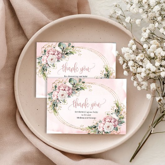 Zoete Blush Roze Bloemige Eucalyptus Bedankkaart
