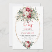 Zoete Boheemse Robijnrode Wit Gouden Baby Shower Kaart (Voorkant)