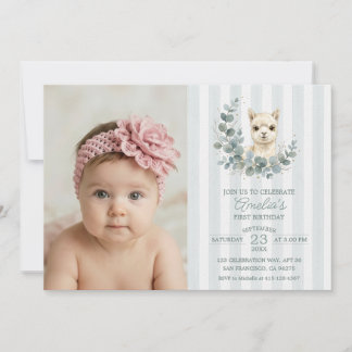 Zoete Boho Alpaca Verjaardag Blauwe Eucalyptus Kaart