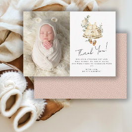 Zoete Boho Baby Shower Foto Bedankkaart