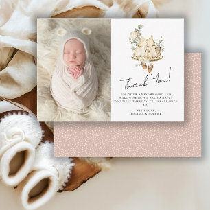 Zoete Boho Baby Shower Foto Bedankkaart