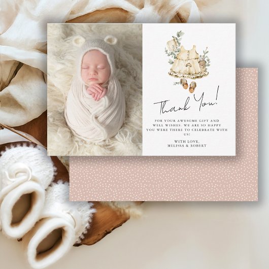 Zoete Boho Baby Shower Foto Bedankkaart