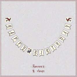 Zoete boho folk art konijn Hygge bloesem Vlaggetjes