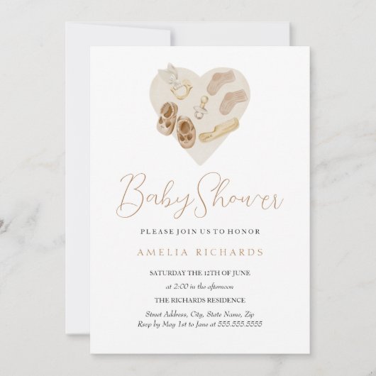 Zoete Boho Hart Blauwe Baby Shower Kaart (Voorkant)