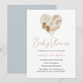 Zoete Boho Hart Blauwe Baby Shower Kaart (Voorkant / Achterkant)