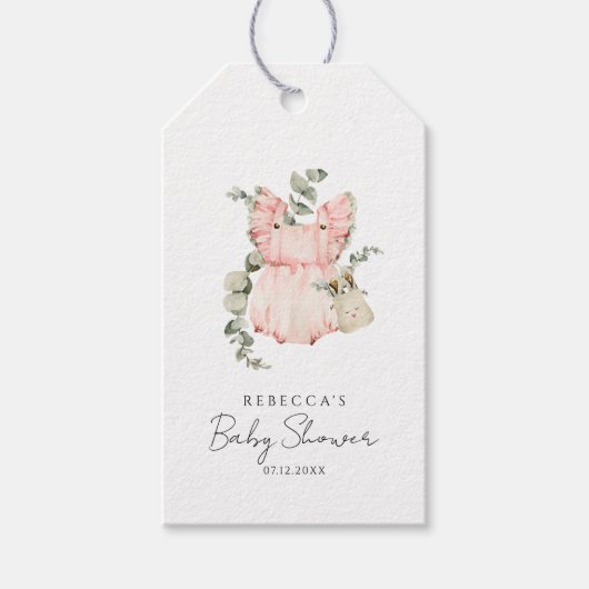 Zoete Boho Meisje Baby Shower Cadeaulabel (Voorkant)