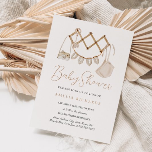 Zoete Boho Neutrale Baby Shower Kaart