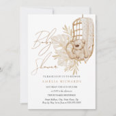 Zoete Boho Teddybeer Neutrale Baby Shower Kaart (Voorkant)