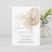Zoete Boho Teddybeer Neutrale Baby Shower Kaart (Staand voorkant)
