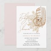 Zoete Boho Teddydbeer Blush Baby Shower Kaart (Voorkant / Achterkant)