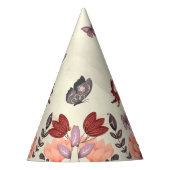 Zoete boho volkskunst konijn vlinder Hygge bloemig Feesthoedjes (Voorkant)