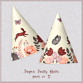 Zoete boho volkskunst konijn vlinder Hygge bloemig Feesthoedjes